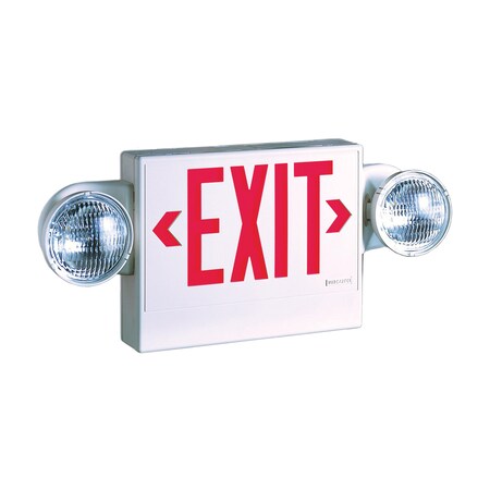 Sure-Lites Emergency Light Exit Sign Combo, 19-3/4 In Oaw, 7-1/2 In Oah, 120/277 V, 0.98 W, Red LPX7DH